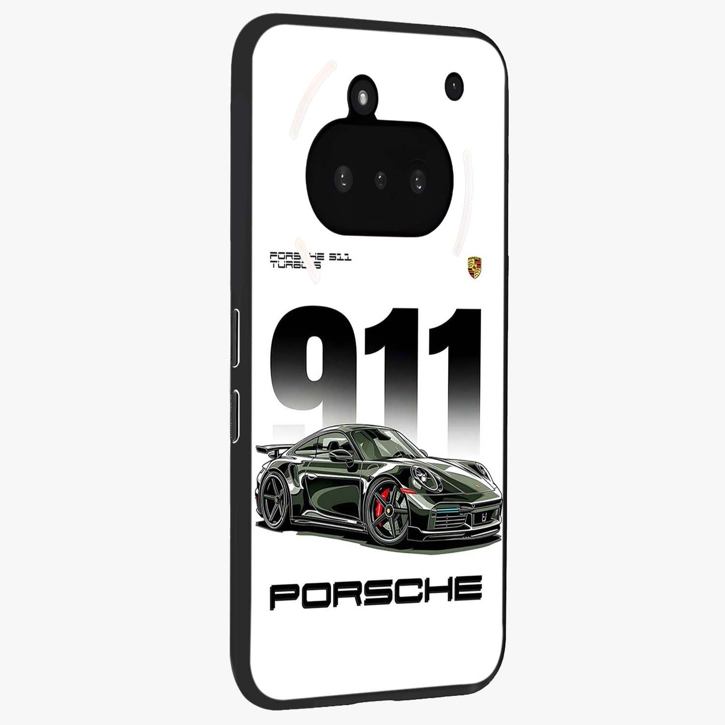 911 Turbo Dominance Glass Case upright perspective showcasing powerful racing design and modern automotive aesthetic.