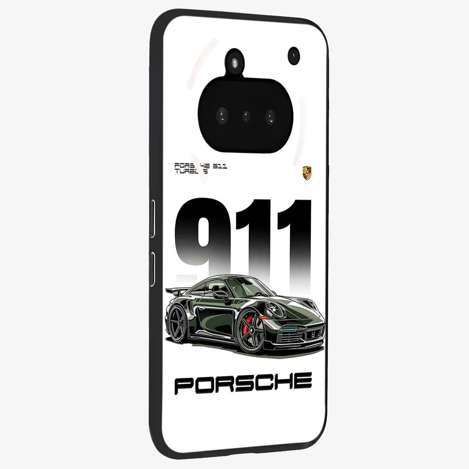 911 Turbo Dominance Glass Case upright perspective showcasing powerful racing design and modern automotive aesthetic.