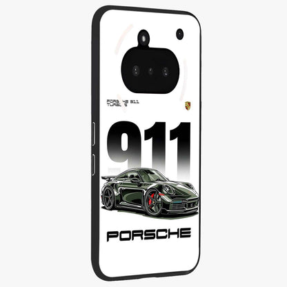 911 Turbo Dominance Glass Case upright perspective showcasing powerful racing design and modern automotive aesthetic.
