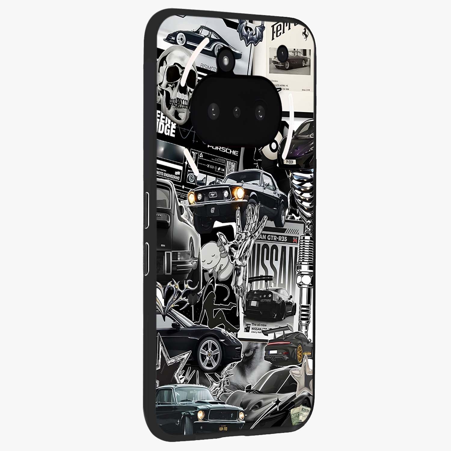 Aesthetic Dark Love Glass Case upright view showcasing dramatic romantic artwork with modern aesthetic style.
