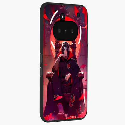 Blood Moon Sovereign Glass Case upright view showcasing powerful moon inspired artwork with cosmic aesthetic style.