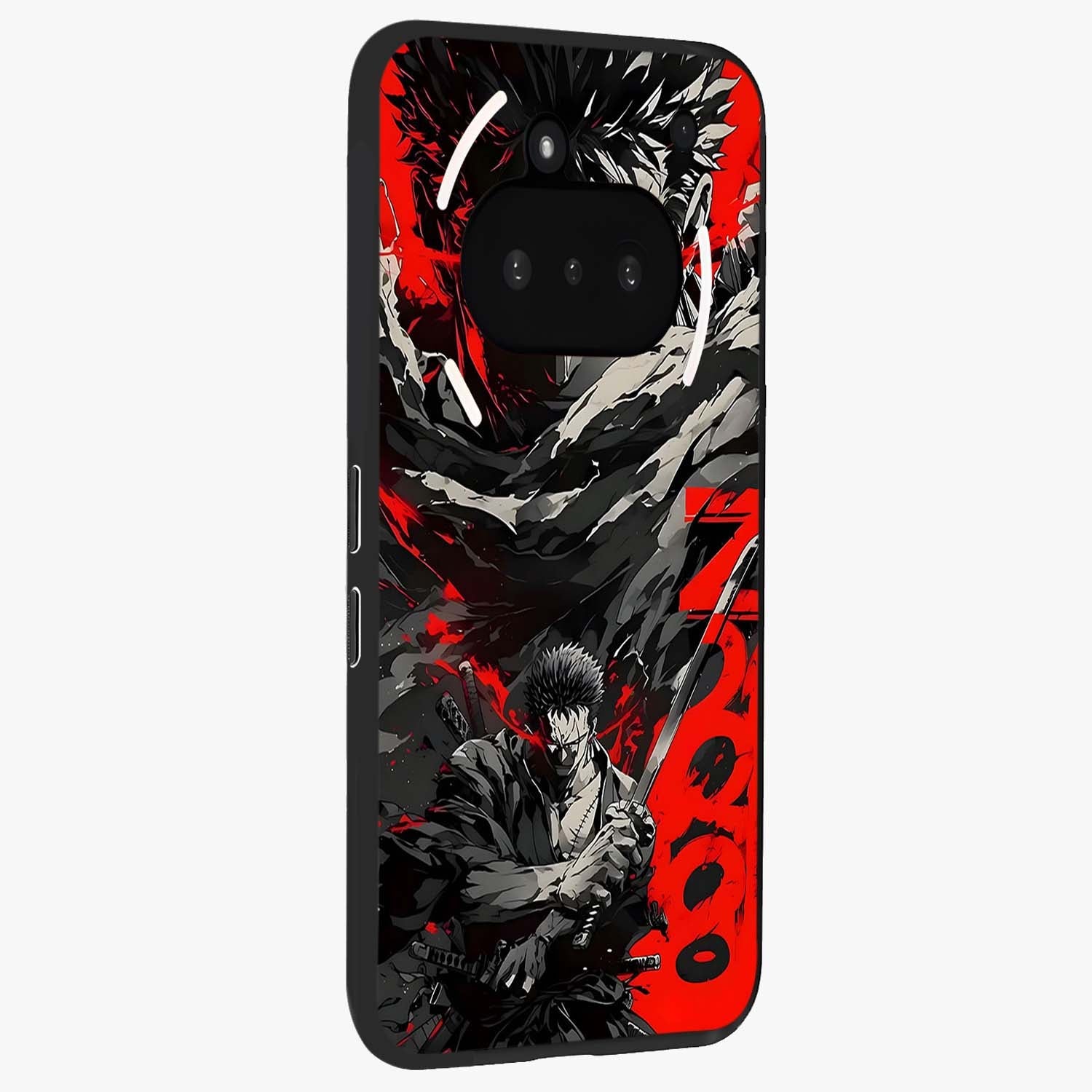 Demon Sword Resolve Glass Case upright view showcasing dramatic warrior artwork with intense battle theme.