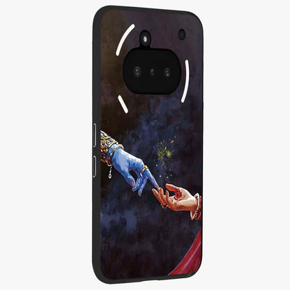 Divine Touch Eternal Glass Case upright view showcasing peaceful spiritual artwork with eternal divine theme.