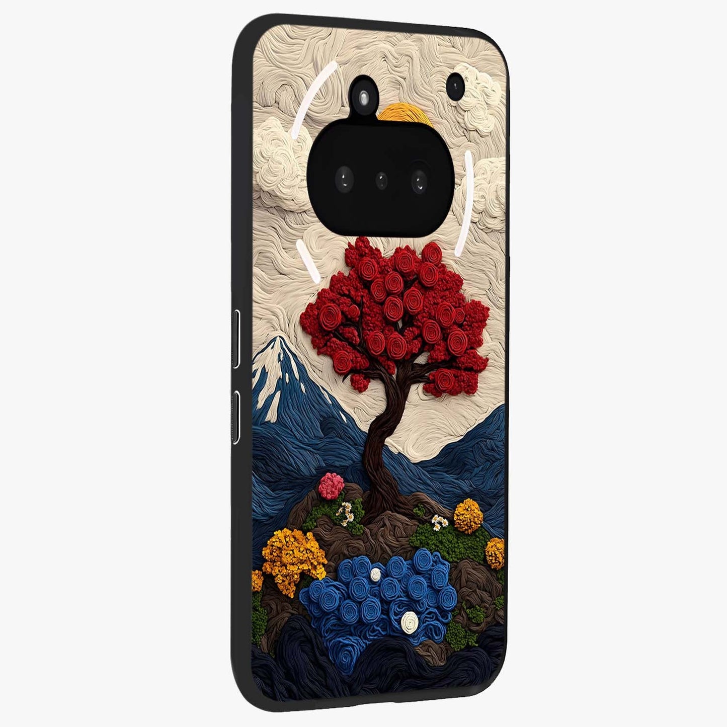 Eternal Nature Tapestry Glass Case upright view showcasing elegant nature tapestry design with decorative style.