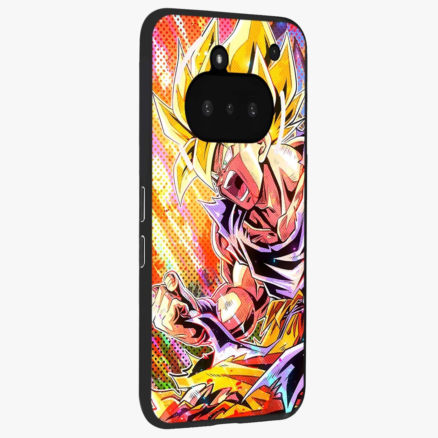Firing Goku Glass Case upright view showcasing energetic anime artwork with bold warrior theme.