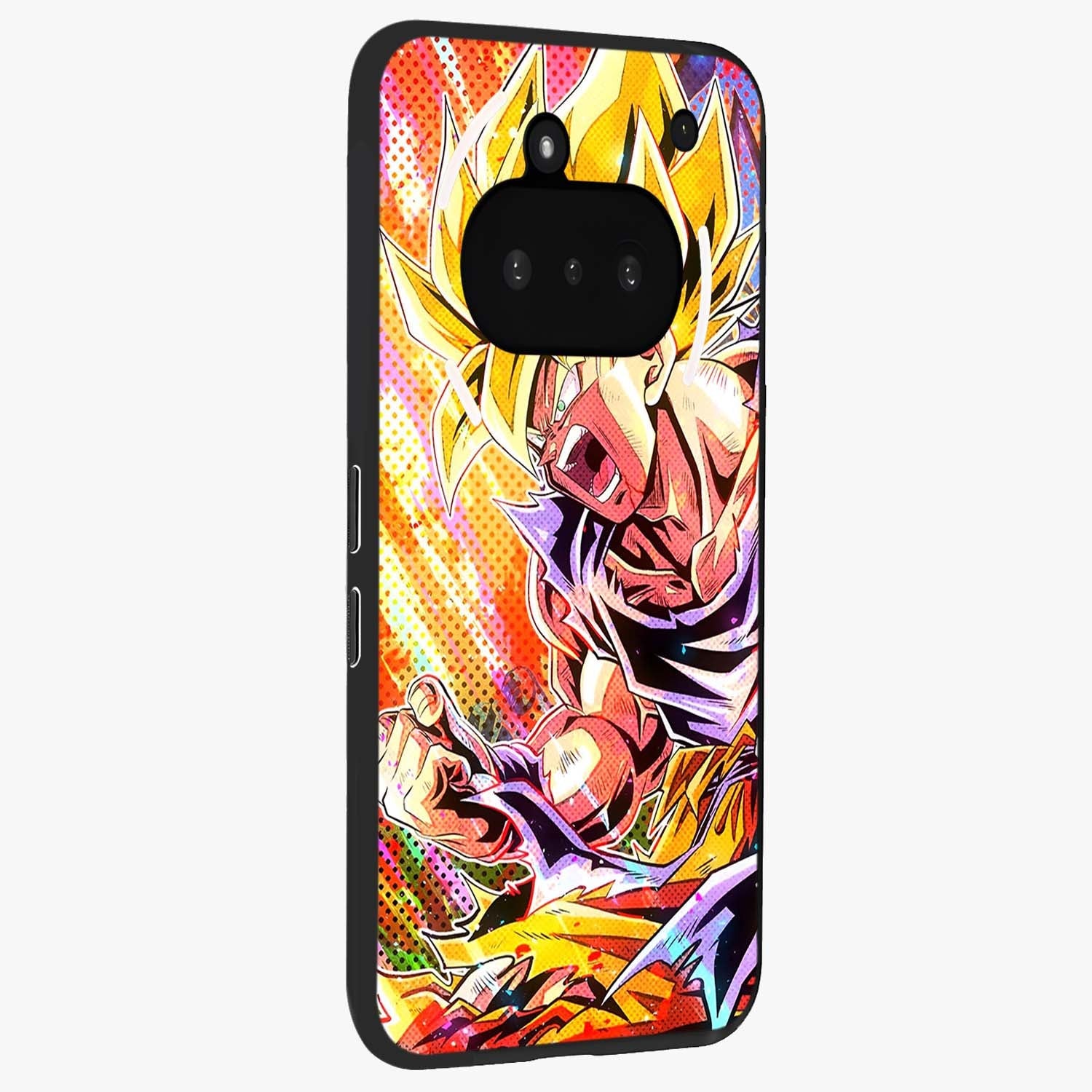 Firing Goku Glass Case upright view showcasing energetic anime artwork with bold warrior theme.