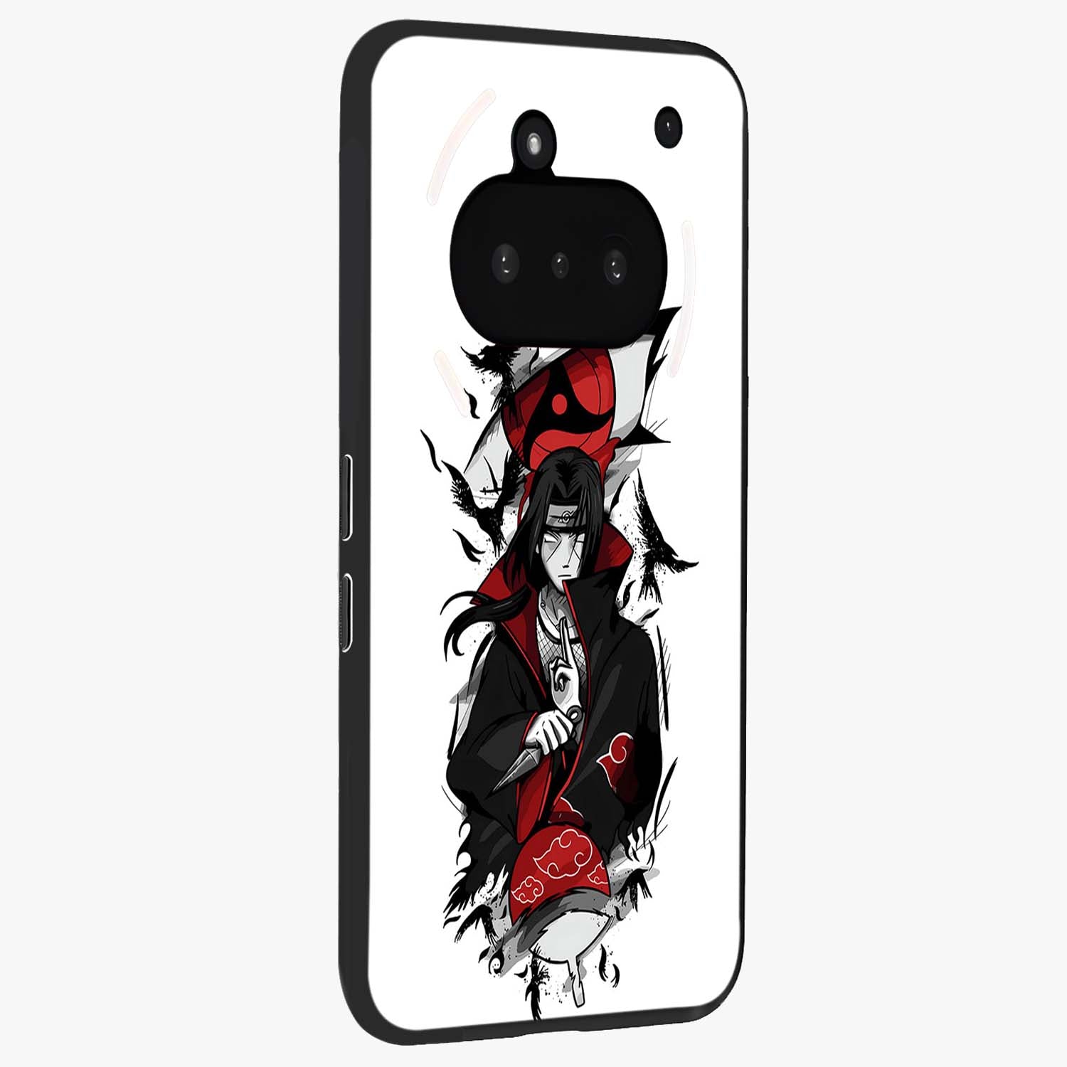 Itachi Limited Edition Naruto Anime Glass Case upright view showcasing intense anime artwork with powerful character theme.