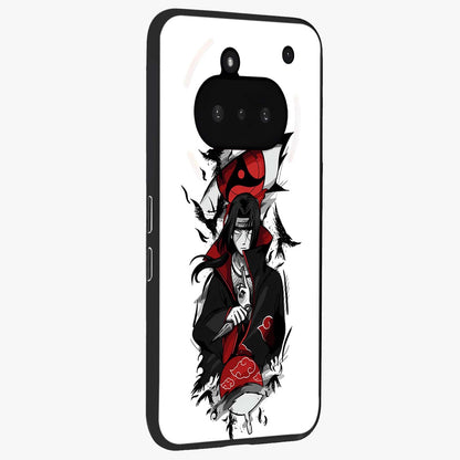 Itachi Limited Edition Naruto Anime Glass Case upright view showcasing intense anime artwork with powerful character theme.