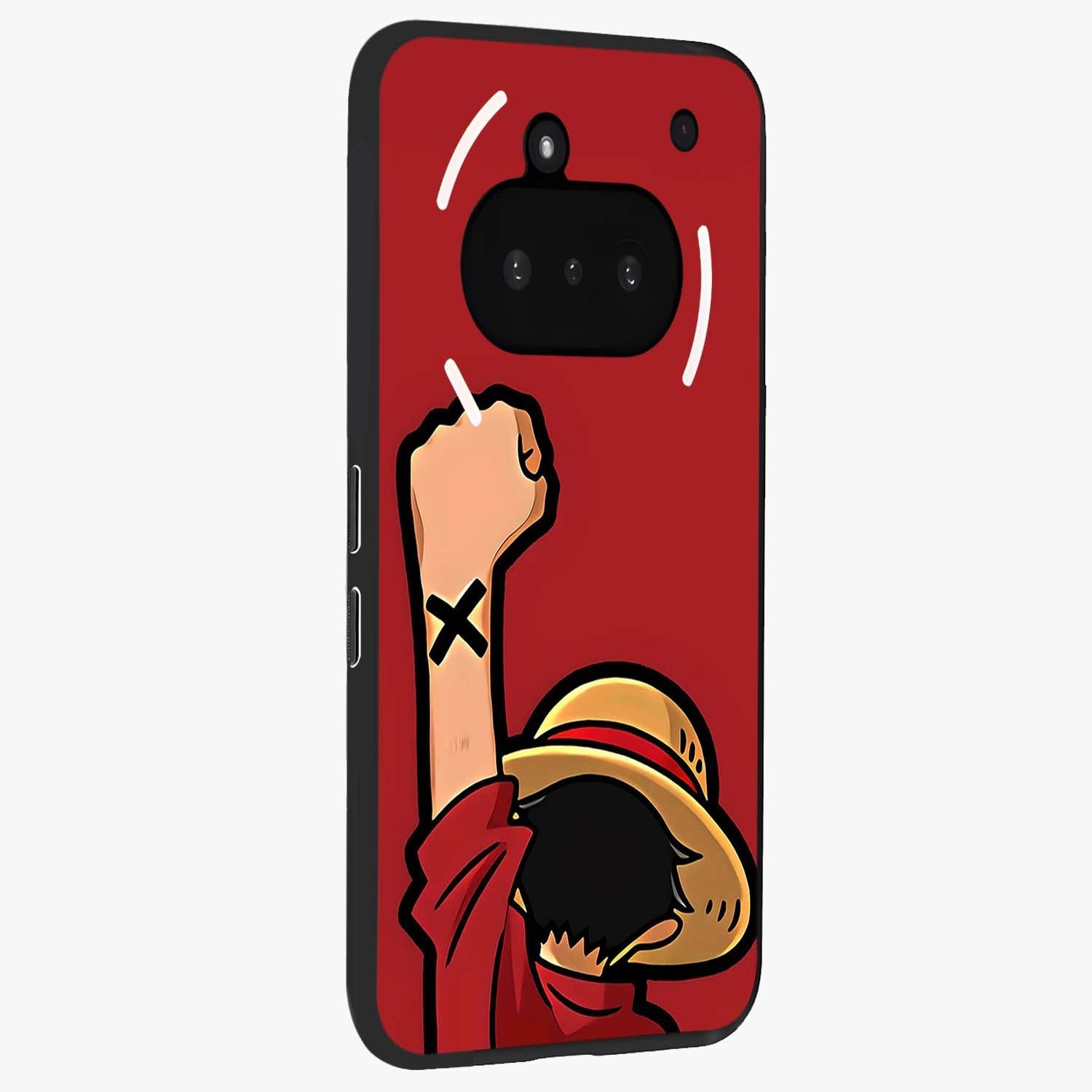 Luffy X Spirit Glass Case upright view showcasing striking anime artwork with adventurous character theme.