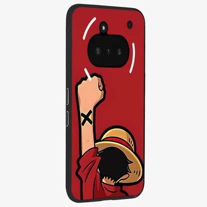 Luffy X Spirit Glass Case upright view showcasing striking anime artwork with adventurous character theme.