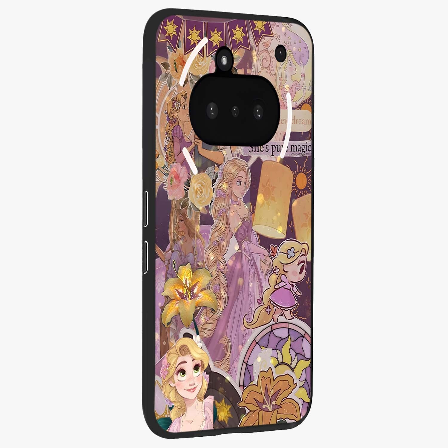 Magical Tangled Dream Glass Case upright view showcasing enchanting artistic artwork with dreamy fantasy theme.