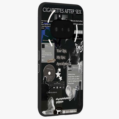 Midnight Love Echo Glass Case upright view showcasing expressive romantic artwork with dreamy midnight theme.