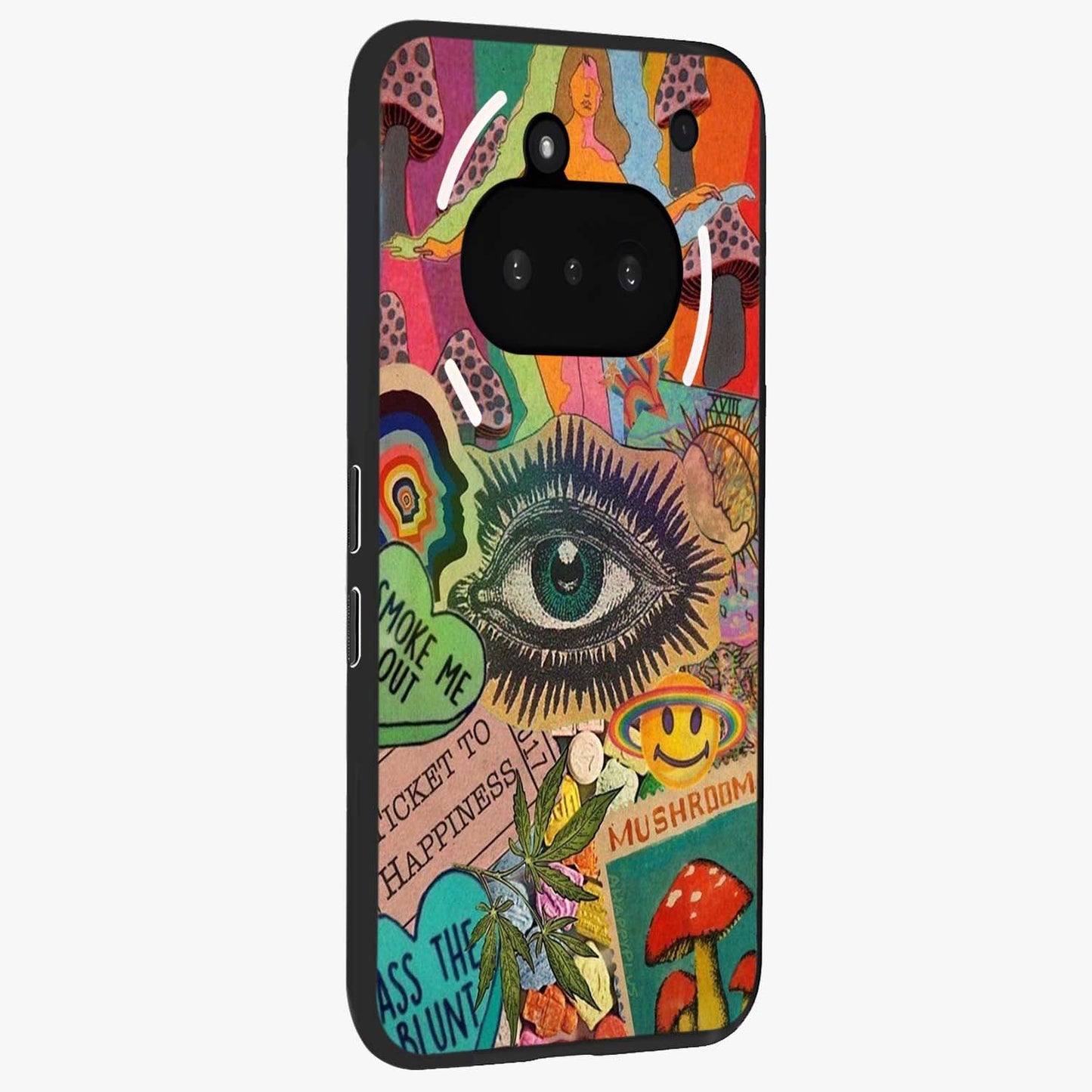 Mystic Eye Wonderland Glass Case upright view showcasing symbolic eye artwork with mysterious fantasy theme.