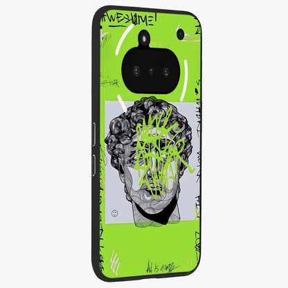 Neo Graffiti Rebellion Glass Case upright view showcasing colorful graffiti artwork with bold modern street style.