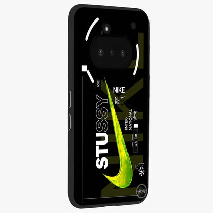 Neon Street Edition Glass Case upright view showcasing colorful neon artwork with modern street culture theme.