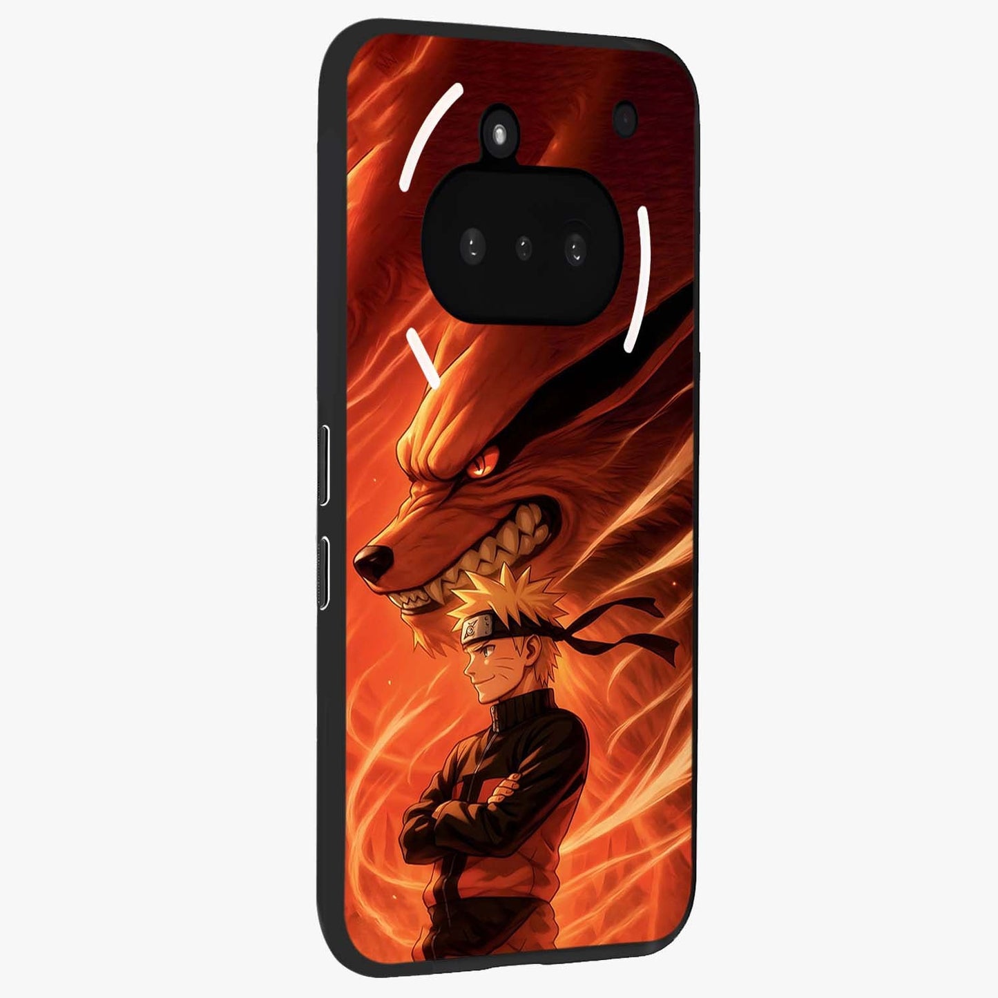 Nine Tails Legacy Glass Case upright view showcasing dramatic nine-tails artwork with intense anime themed design.