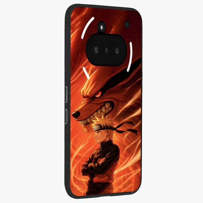 Nine Tails Legacy Glass Case upright view showcasing dramatic nine-tails artwork with intense anime themed design.