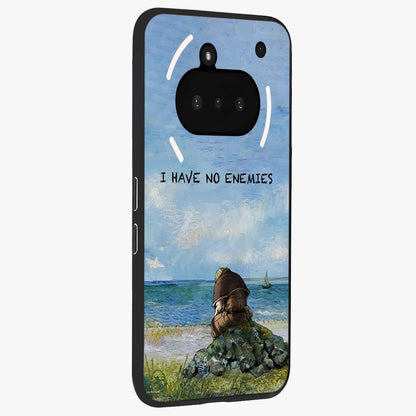 Peace Beyond War Glass Case upright view showcasing powerful peace symbol artwork with inspirational theme.
