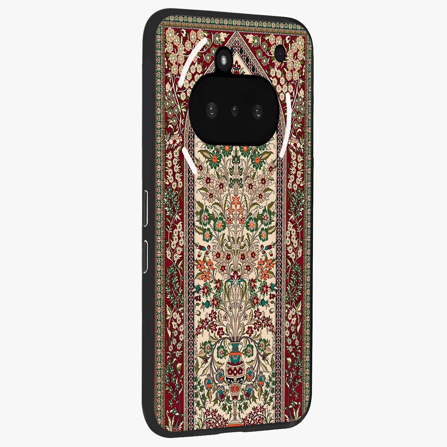 Persian Inspired Glass Case upright view showcasing decorative Persian artwork with rich heritage theme.