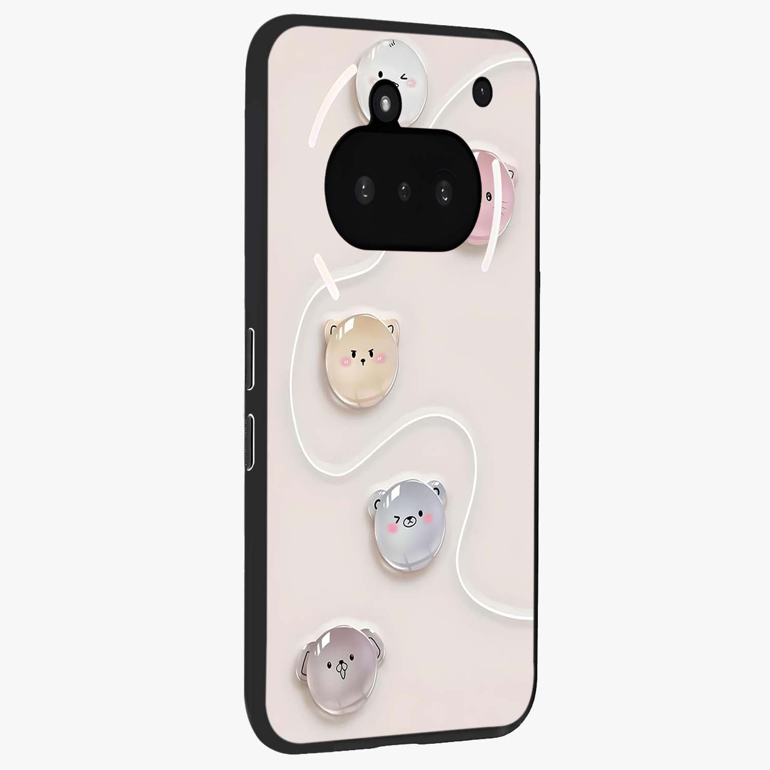 Puffy Face Parade Glass Case upright view showcasing adorable character artwork with cheerful animated theme.