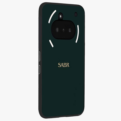 Sabr Minimal Patience Glass Case upright view showcasing calm minimalist artwork with motivational patience theme.