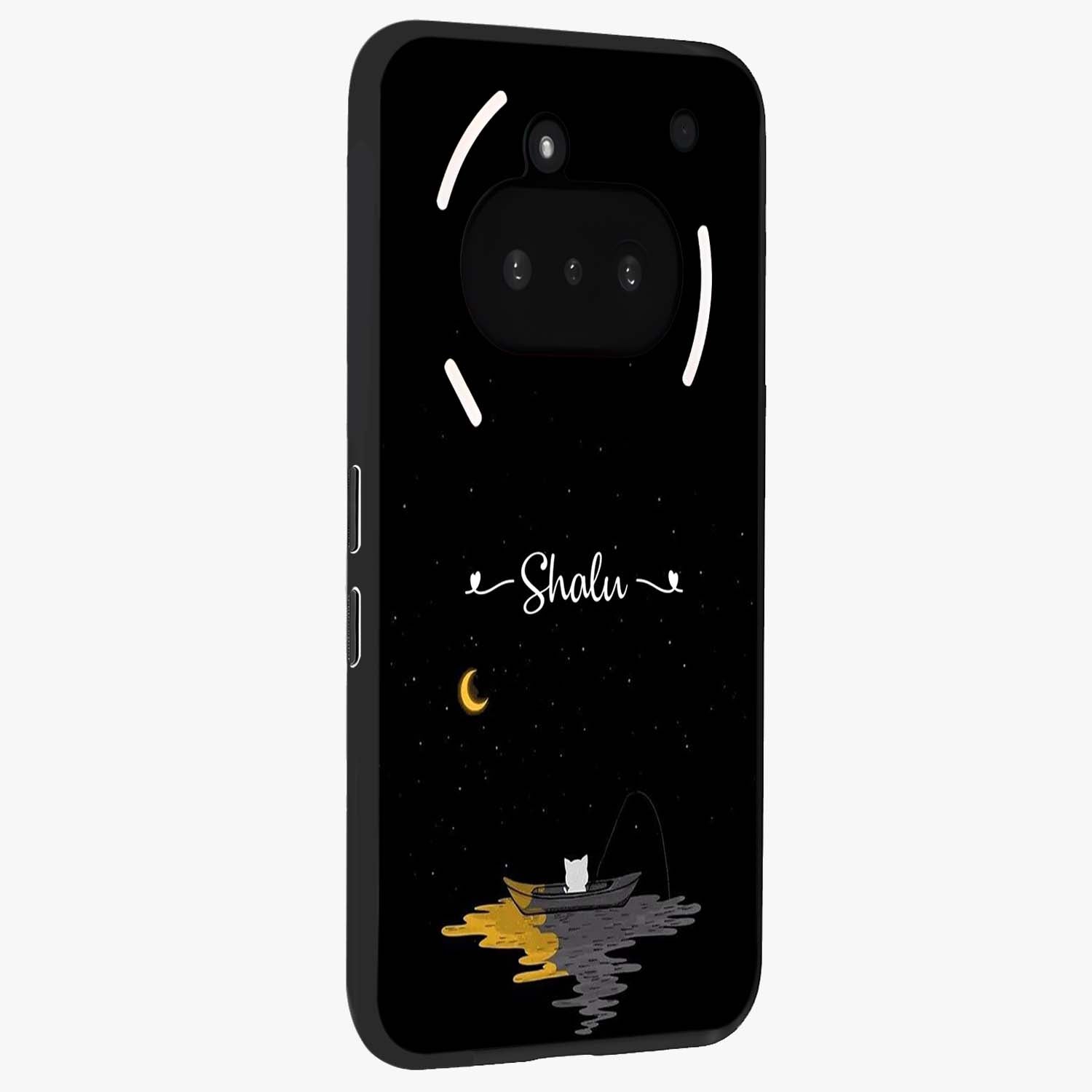 Silent Night Row Glass Case upright view showcasing tranquil night artwork with serene landscape theme.