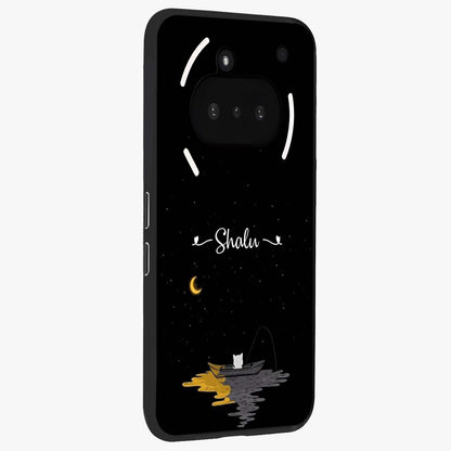 Silent Night Row Glass Case upright view showcasing tranquil night artwork with serene landscape theme.