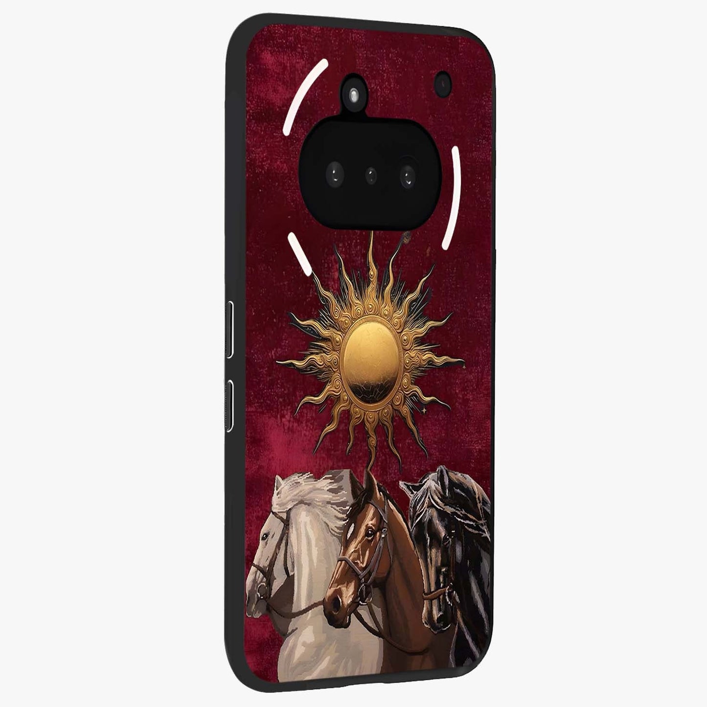 Solar Riders Glass Case upright view showcasing energetic rider artwork with bold adventure theme.