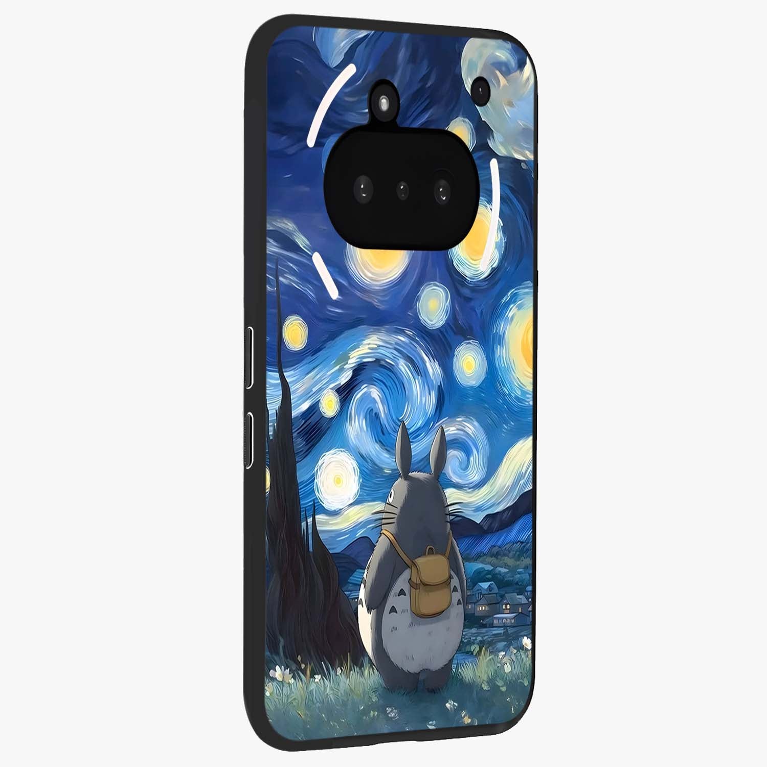Totoro In Van Gogh Art Glass Case upright view showcasing creative character artwork with painterly artistic theme.