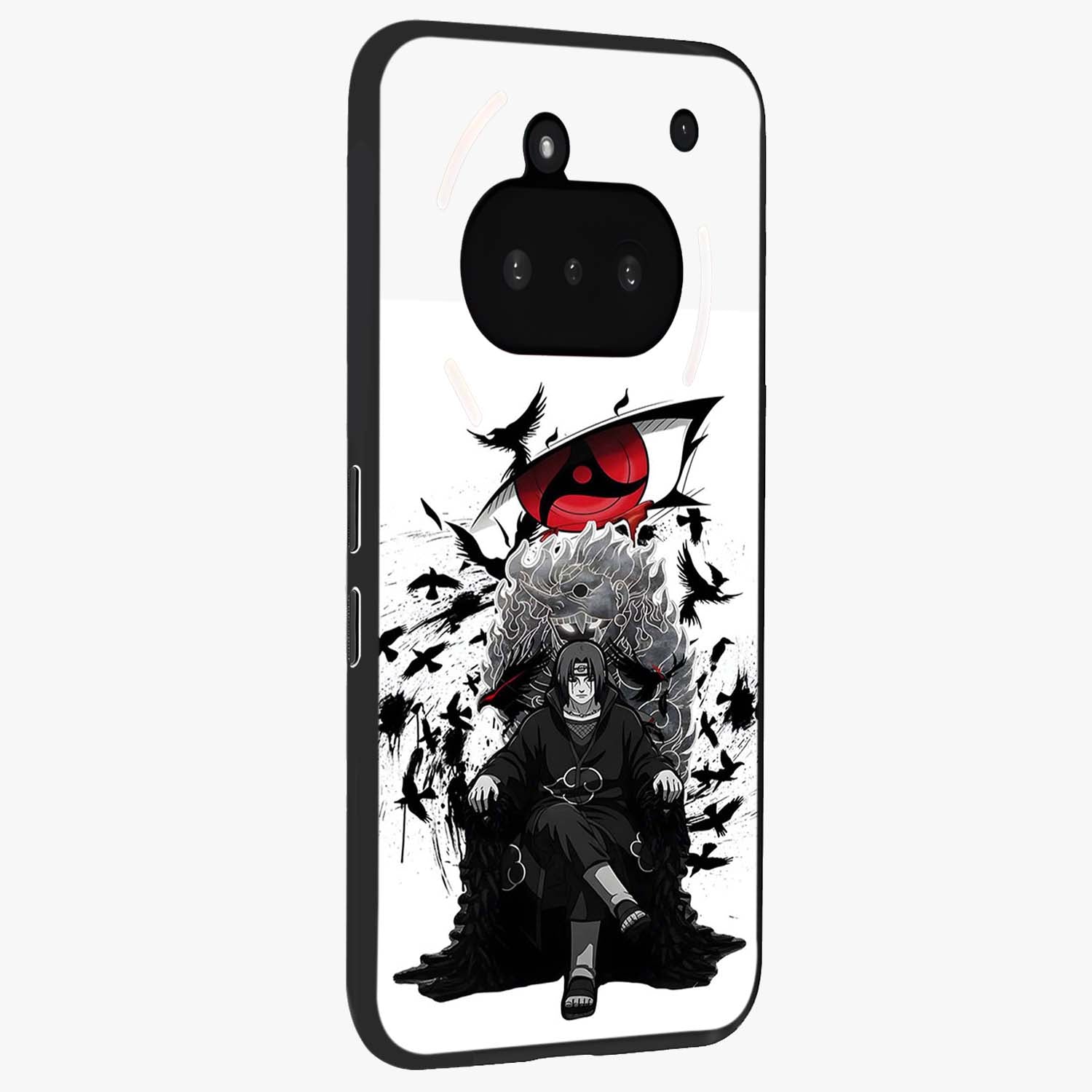 Uchiha Shadow Throne Glass Case upright view showcasing magical underwater galaxy artwork with vibrant cosmic theme.