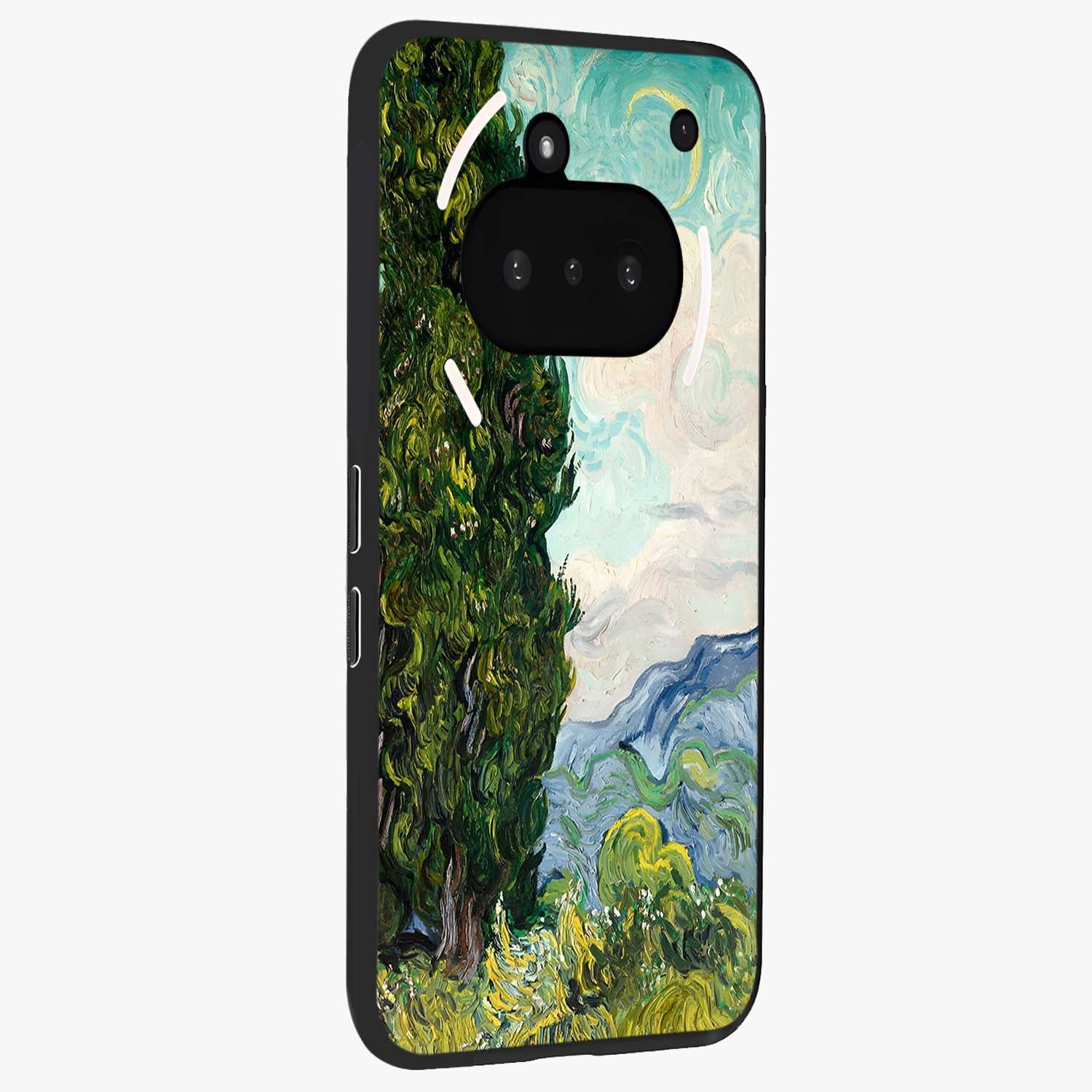 Van Gogh Vintage Art Glass Case upright view showcasing elegant vintage painting artwork with artistic heritage theme.