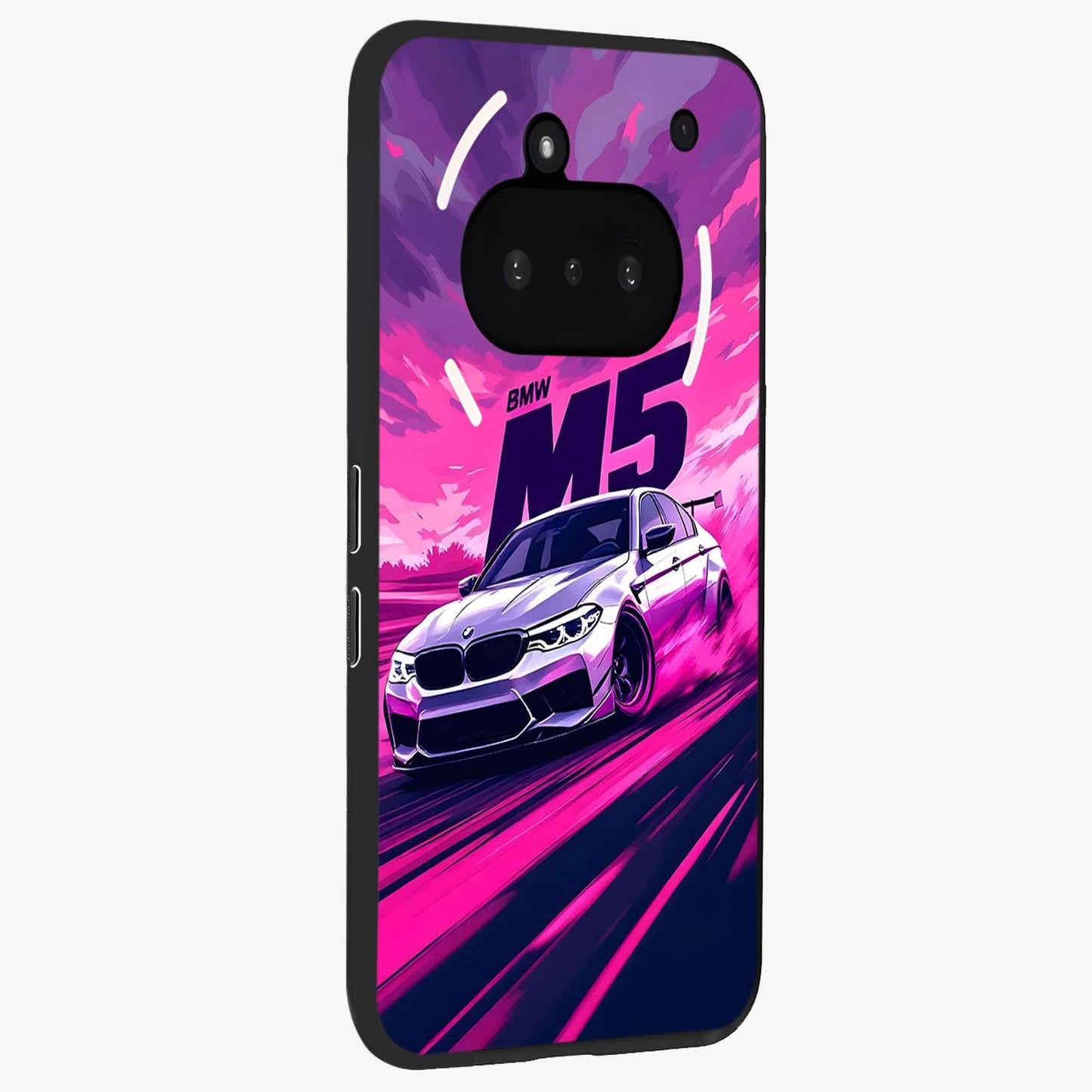Velocity Drift Pulse Glass Case upright view showcasing powerful racing artwork with energetic motorsport theme.