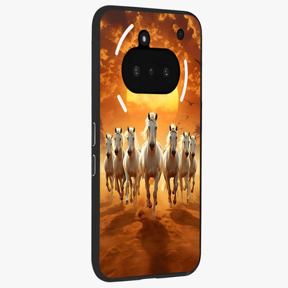 Wild Sunset Majesty Glass Case upright view showcasing dramatic sunset artwork with bold nature theme.