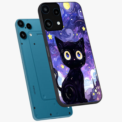 Abstract Cat Art Glass Case displayed in angled mockup highlighting modern abstract cat artwork and sleek glass surface.