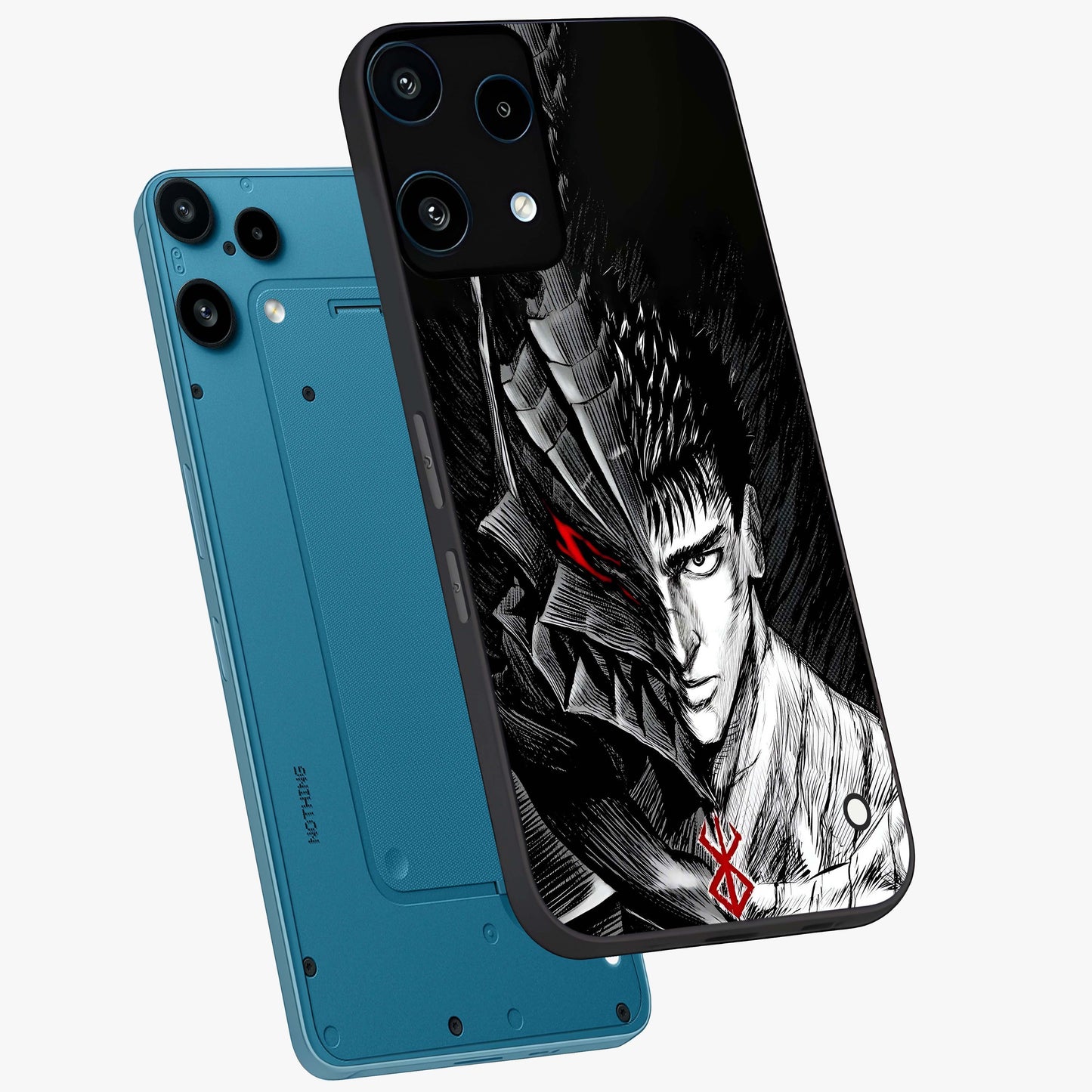 Berserker Blood Oath Glass Case displayed in angled mockup highlighting dark fantasy graphic design and powerful theme.