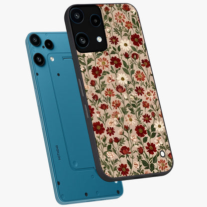 Biege Flower With Leaf Glass Case displayed in angled mockup highlighting minimal floral leaf design and elegant aesthetic.