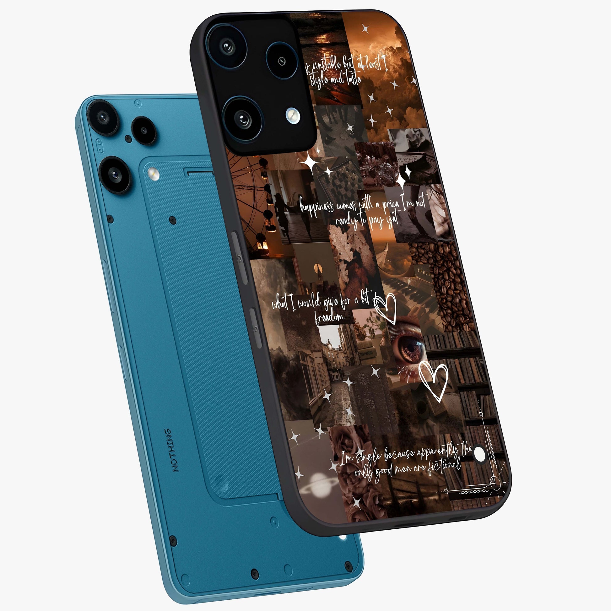 Bittersweet Aesthetic Chaos Glass Case displayed in angled mockup highlighting expressive abstract artwork and edgy aesthetic theme.