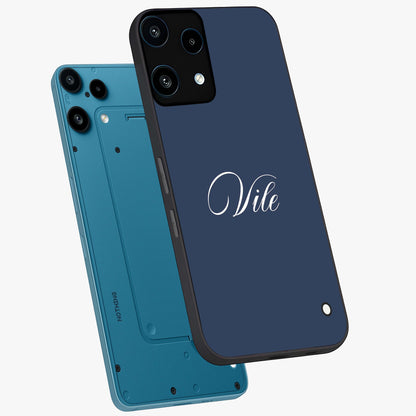 Blue Vintage Floral Pattern Glass Case showing flat back view with elegant vintage floral artwork and glossy glass finish.