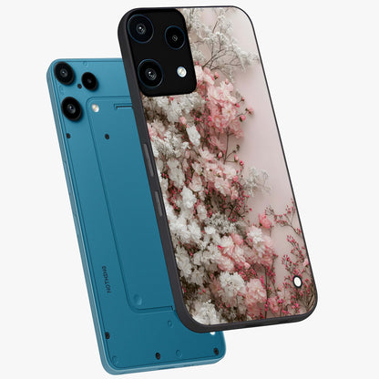 Blush Blossom Cloud Glass Case displayed in angled mockup highlighting soft cloud and blossom design with pastel aesthetic.