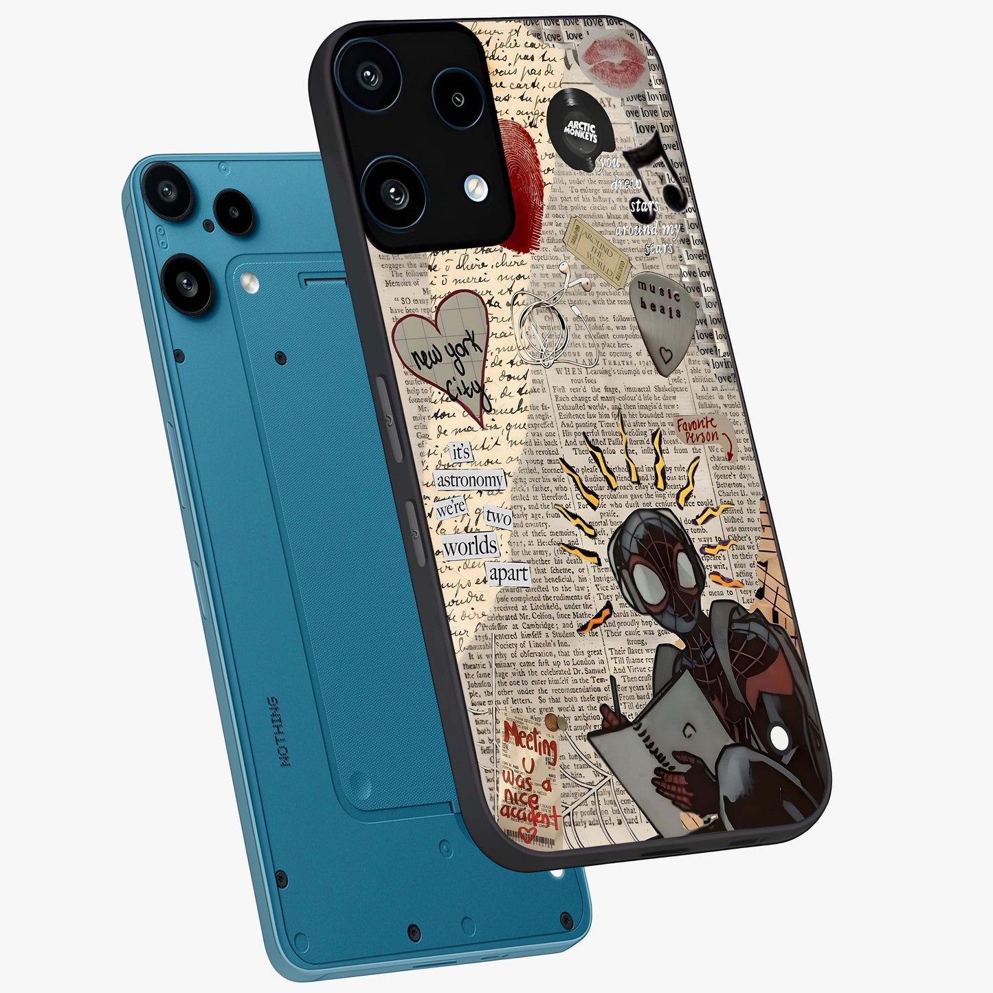 City Dream Sketch Glass Case displayed in angled mockup highlighting minimal city illustration with aesthetic sketch style.