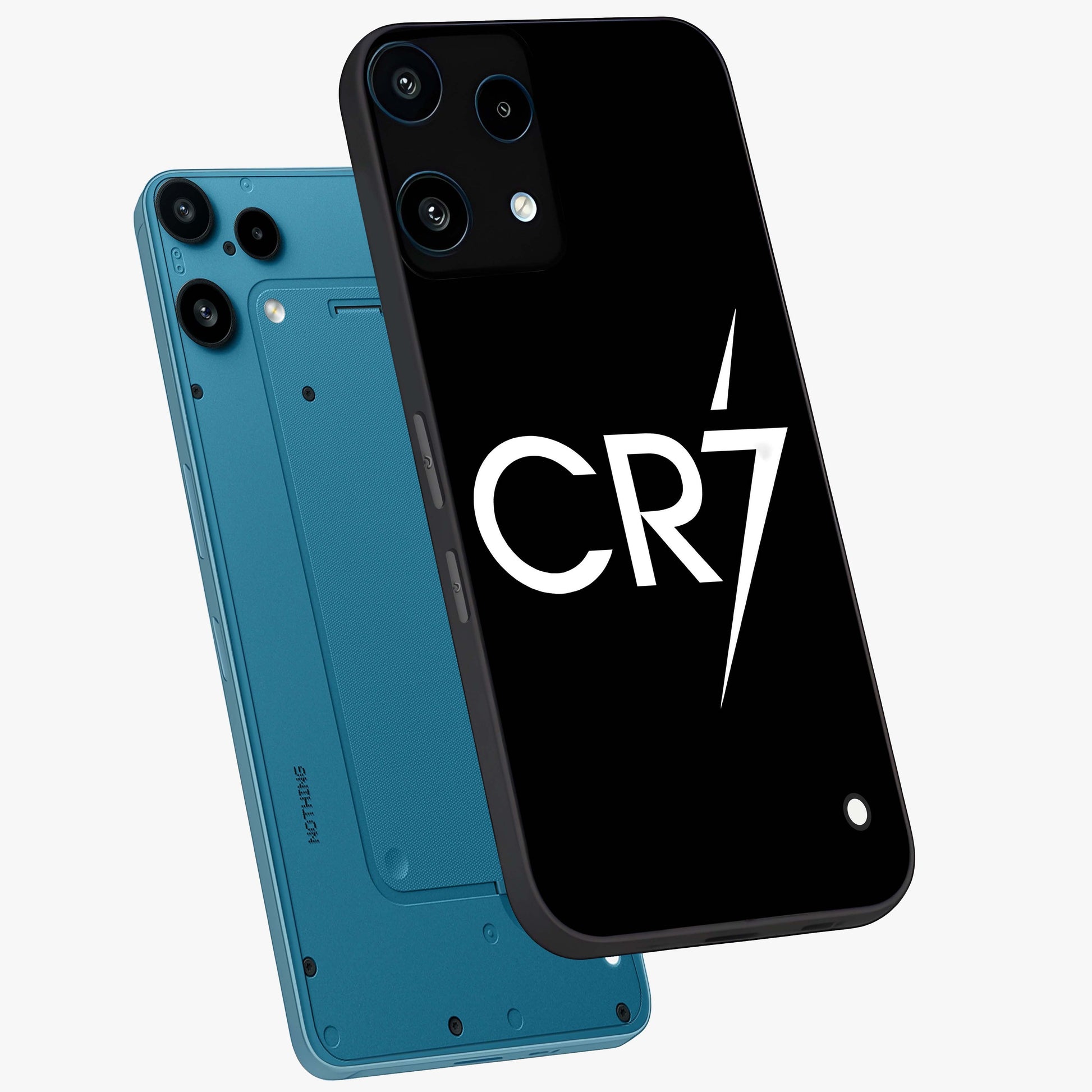 Cr7 Elite Strike Glass Case displayed in angled mockup highlighting powerful sports graphic with bold athletic theme.