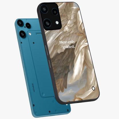 Divine Winged Grace Glass Case displayed in angled mockup highlighting graceful wing design with divine aesthetic style.