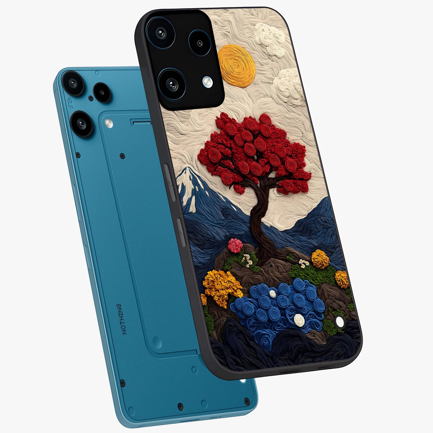 Eternal Nature Tapestry Glass Case displayed in angled mockup highlighting detailed botanical pattern with artistic aesthetic.
