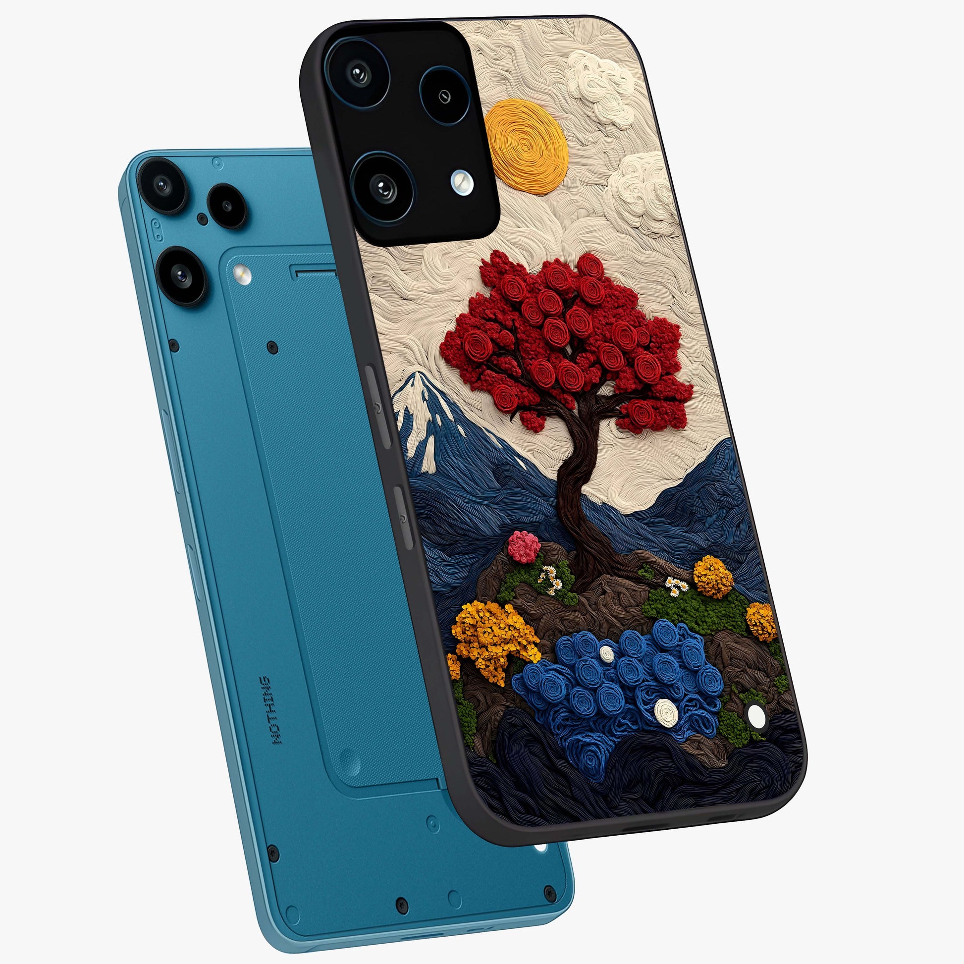Eternal Nature Tapestry Glass Case displayed in angled mockup highlighting detailed botanical pattern with artistic aesthetic.