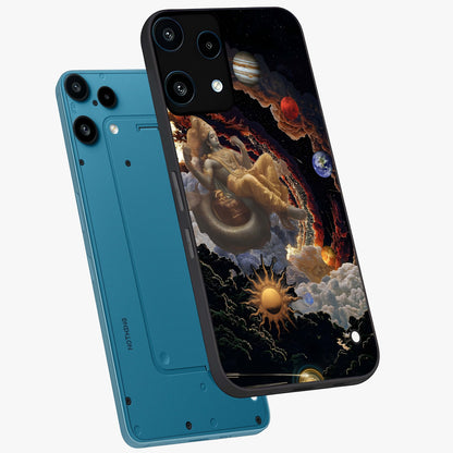 Galactic Divine God Glass Case displayed in angled mockup highlighting powerful celestial deity illustration with galactic aesthetic.