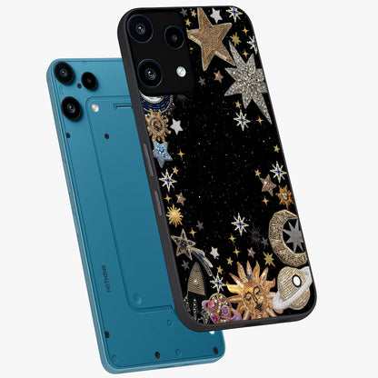 Galactic Jewel Stars Glass Case displayed in angled mockup highlighting shining celestial star design with cosmic aesthetic style.
