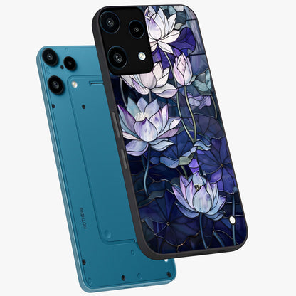 Gloss Petal Rush Glass Case displayed in angled mockup highlighting vibrant petal design with elegant floral aesthetic.