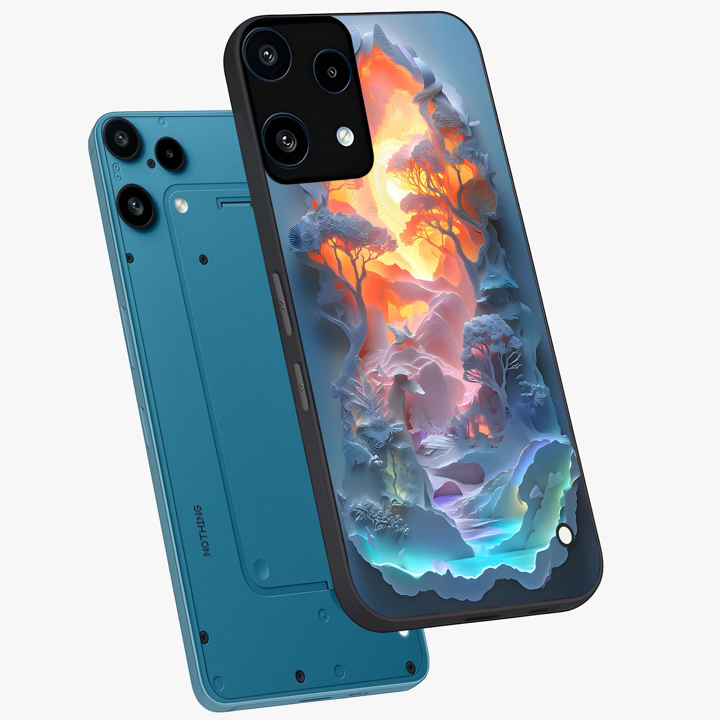Glow Forest Portal Glass Case displayed in angled mockup highlighting mystical forest design with magical glowing aesthetic.