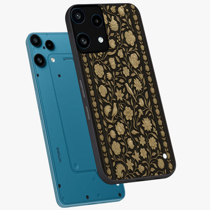 Golden Evil Eye Mandala Glass Case displayed in angled mockup highlighting protective evil eye symbol with golden mandala design.