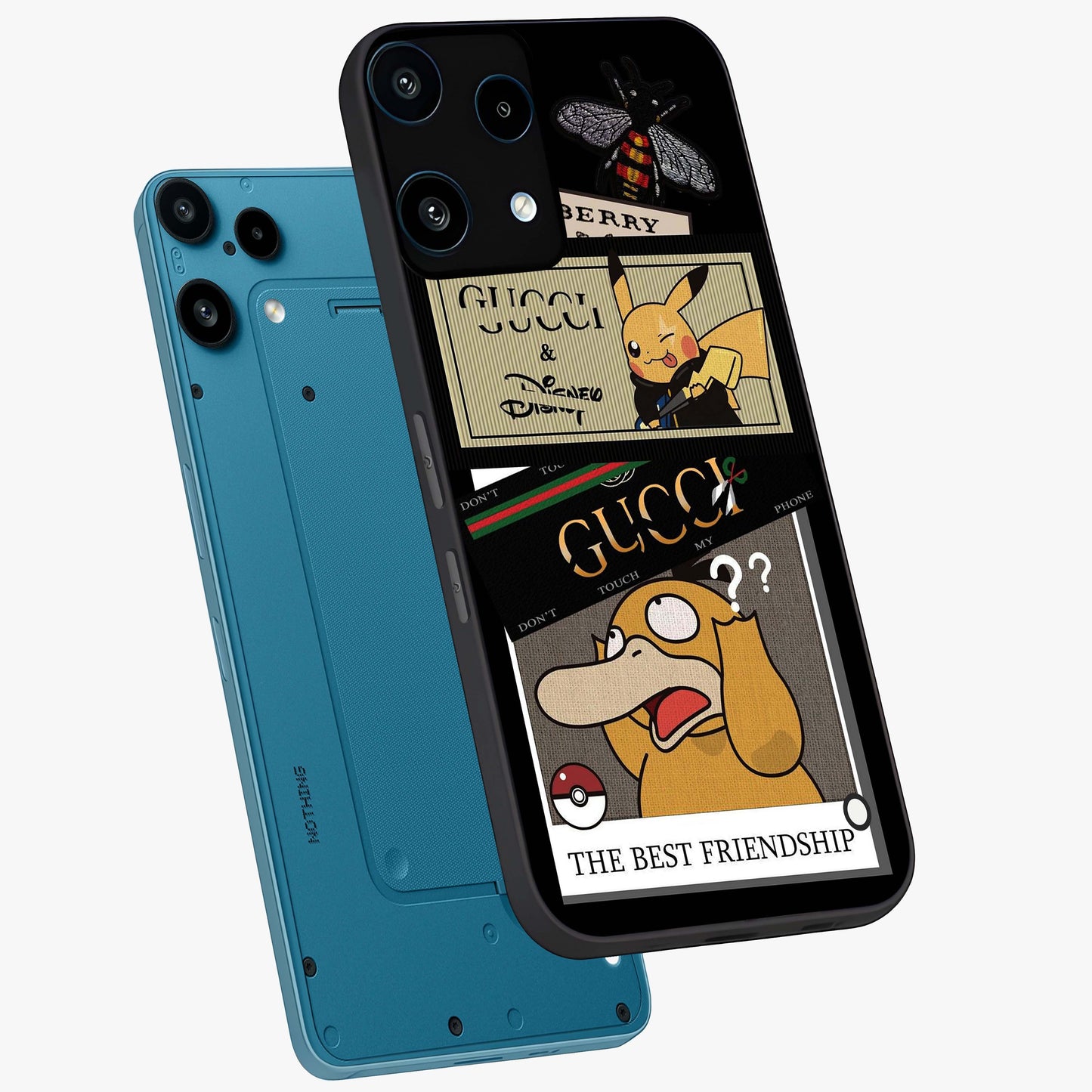 Gucci Play Mashup Glass Case displayed in angled mockup highlighting stylish fashion mashup design with bold aesthetic.
